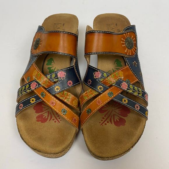 L'Artiste By Spring Step Jadora Leather Wedge Sandals Boho Artsy Size 10.5-11 - Picture 3 of 12